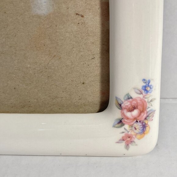 Vintage Ceramic Victorian Pink Flower Picture Photo Frame 4X5" Taiwan Ivory Rose - Picture 6 of 11